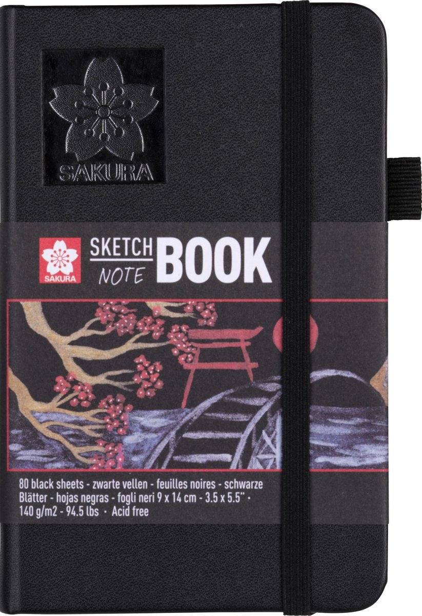 Quaderno per schizzi Sakura 9 x 14 cm 80 pagine carta nera 140 g