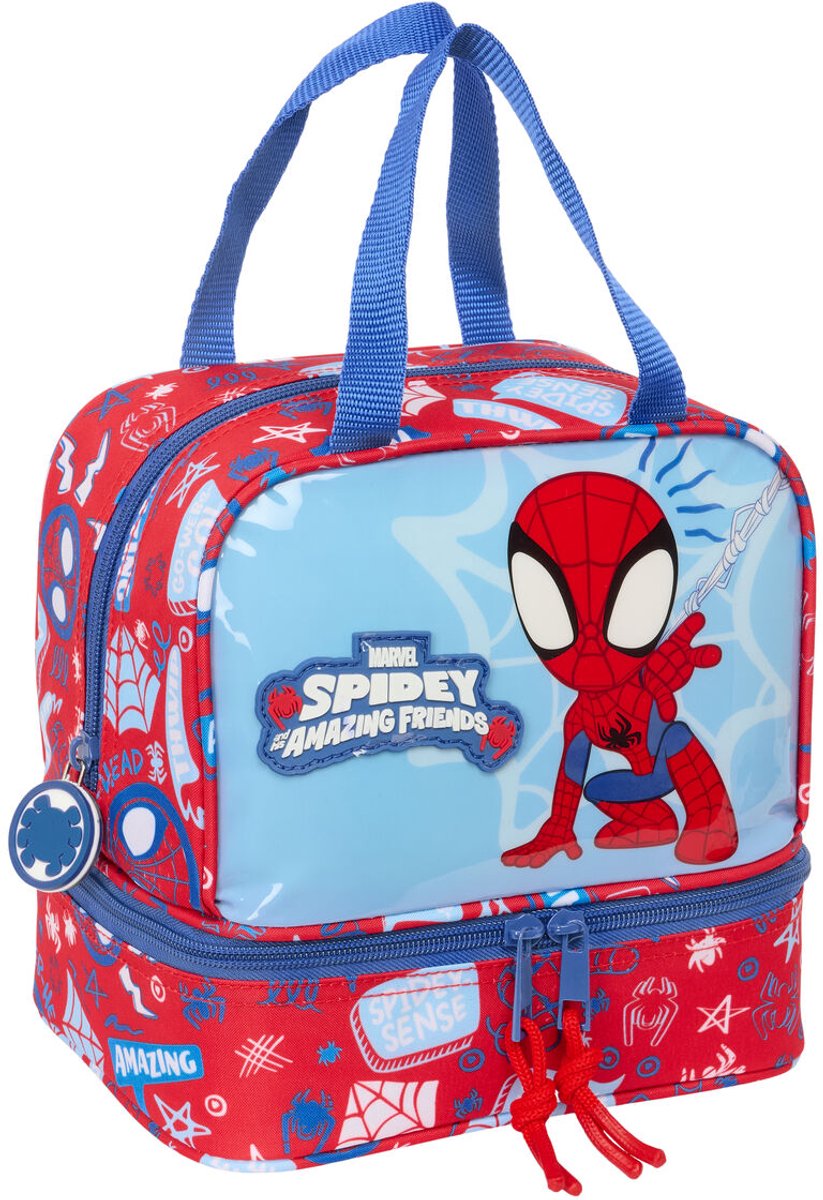 Fiambrera spider-man rescate azul rojo 20 x 20 x 15 cm