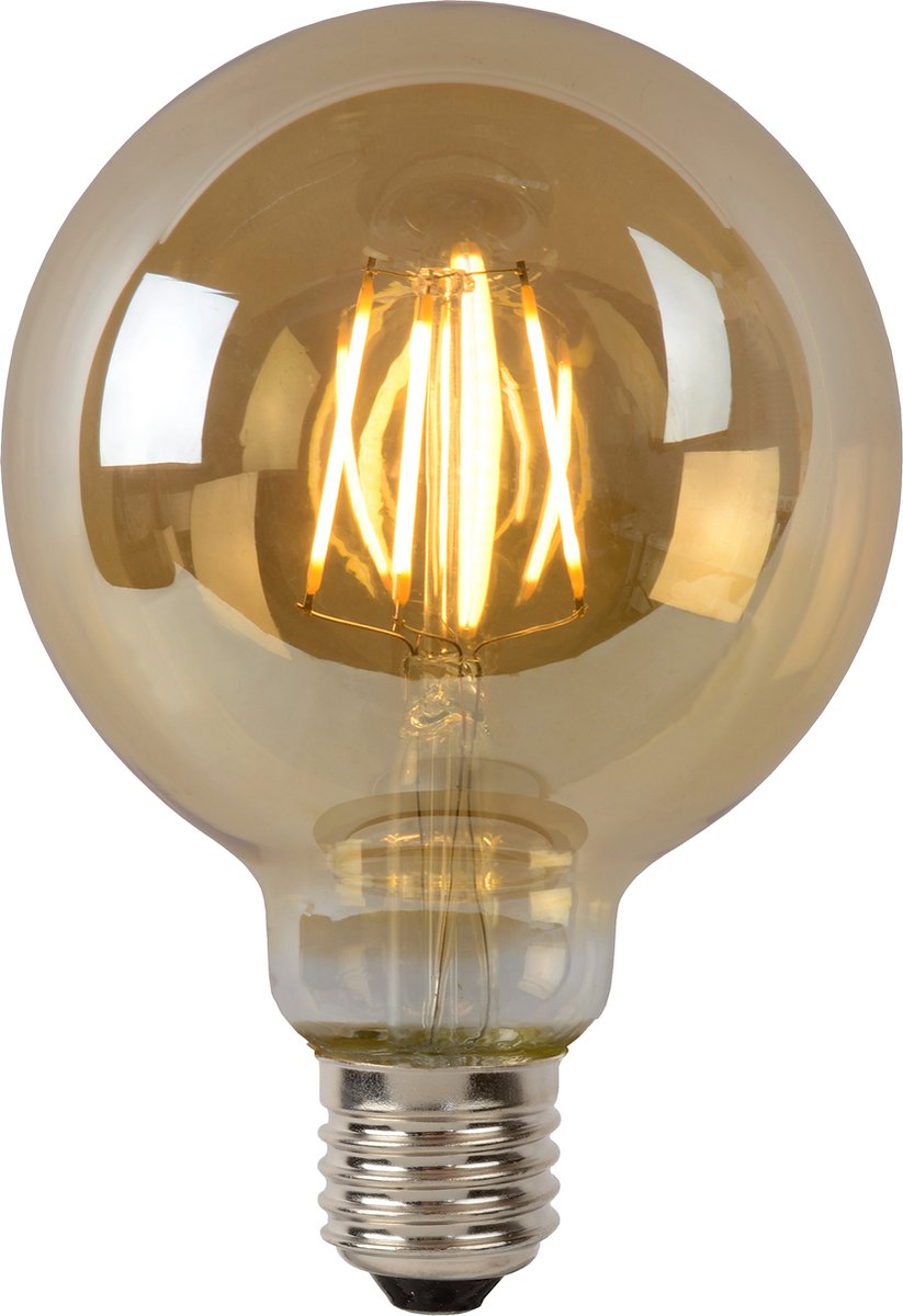 Lucide g95 - filament lamp - ø 9,5 cm - led dimbaar - e27 - 1x5w 2700k - amber