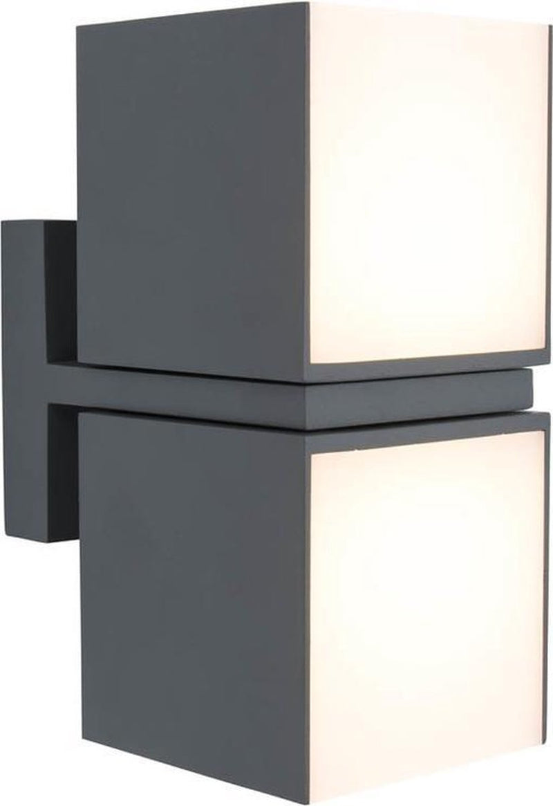 Lutec cuba - lampada da parete per esterno - 2 teste girevoli - corpo in alluminio - LED - 1000 lumen - luce bianca calda 3000k - grigio scuro