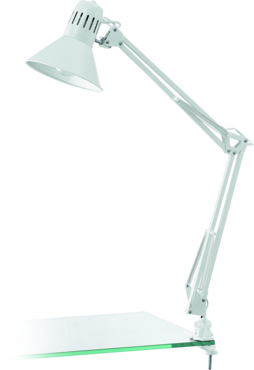 Eglo firmo tafellamp - klemlamp - e27 - 73 cm - wit glanzend