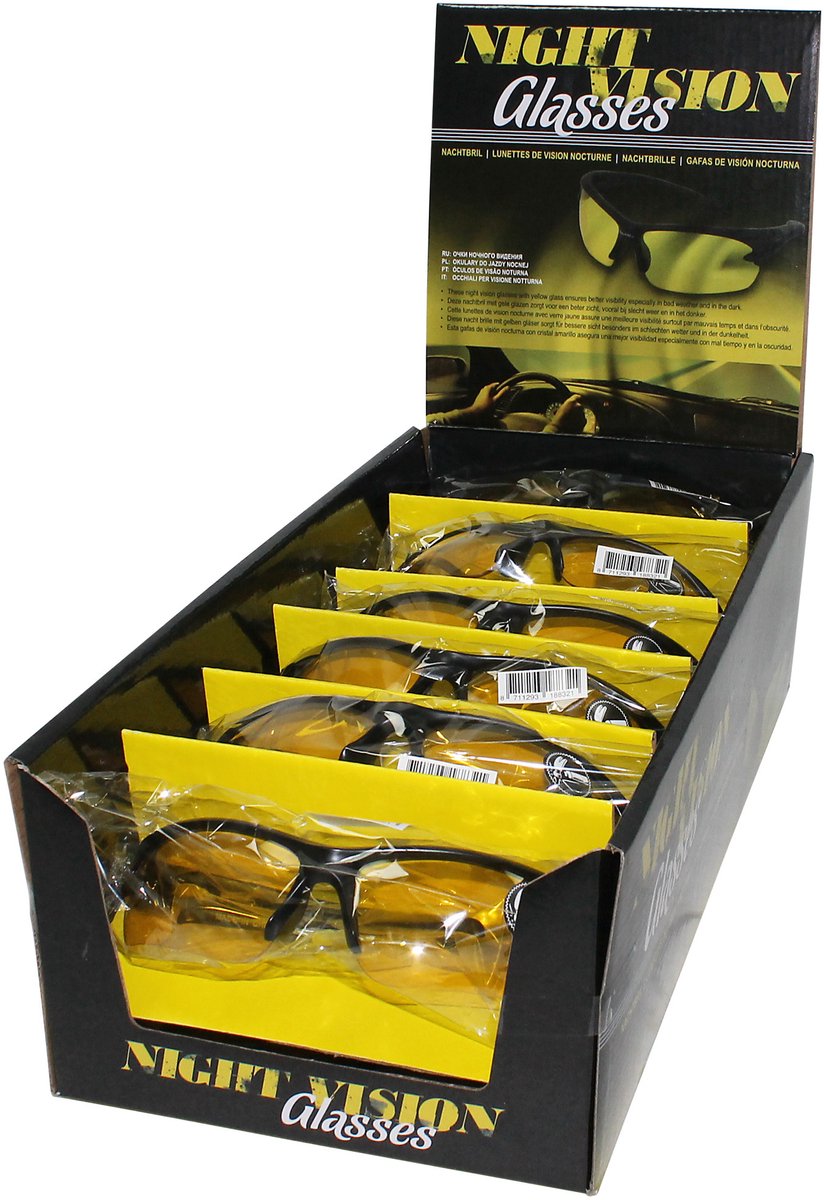 Carpoint auto 'night-vision' - sportbril - unisex - geel zwart