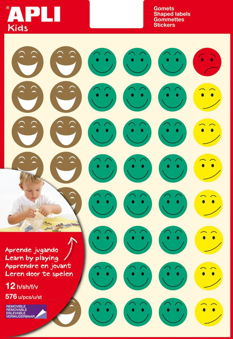 Apli kids 12 fogli, 576 adesivi, oro verde giallo rosso