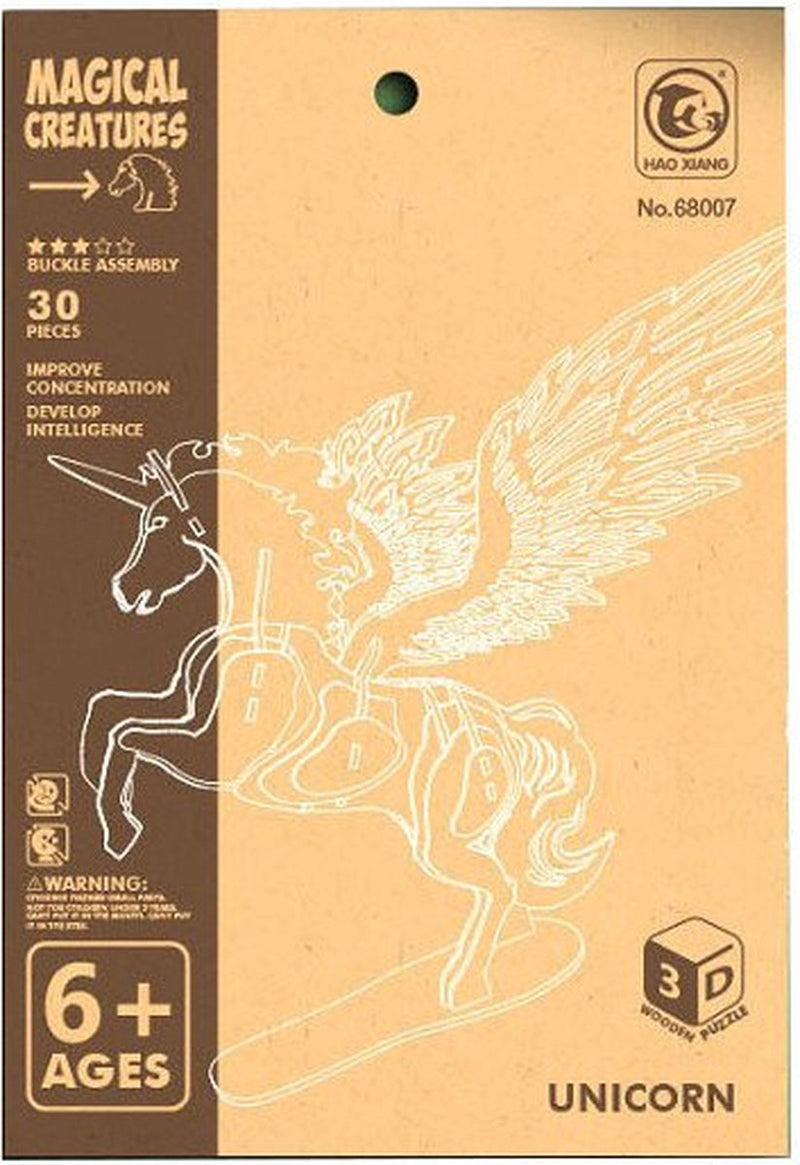 Kit di costruzione in legno Unicorno 3D con ali