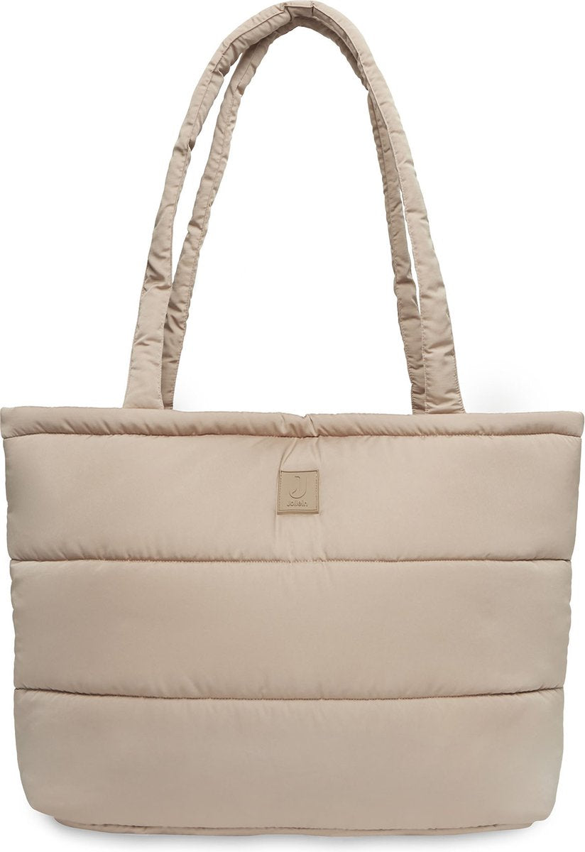 Jollein - luiertas puffed - mombag - biscuit - 40x35x16 cm - inclusief verschoonmatje