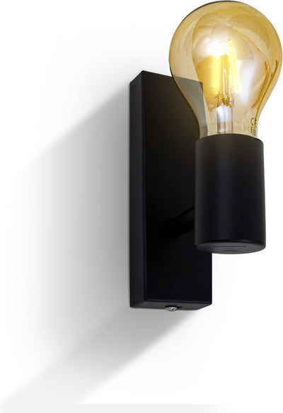 B.k.licht - wall lamp - for indoors - industrial lamp - black - metal - rotating bar - wall spotlight - E27 fitting
