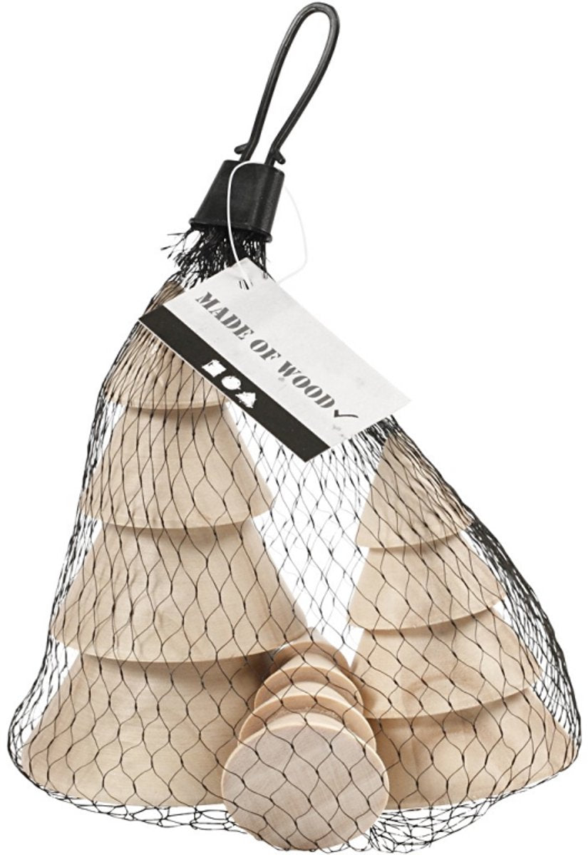 Creativ company Alberi di Natale in legno, h: 5+7,5+10 cm, d 3,5+5,4+6,7 cm, 3 pezzi 1 scatola