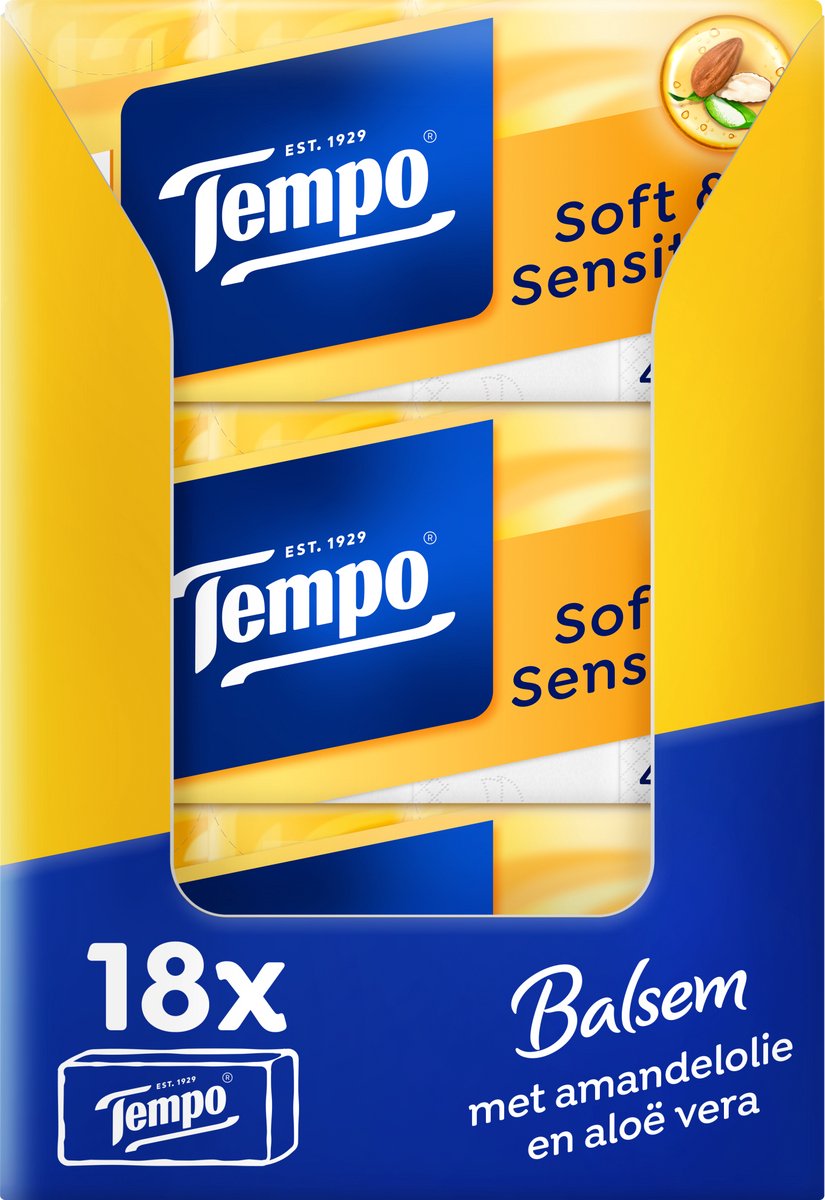 Tempo soft sensitive - Fazzoletti 4 veli - 18 x 8 pacchi = 144 pacchi