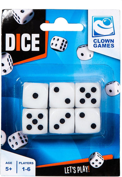 Longfield speelgoed spellen dobbelstenen - 6x stuks - wit zwart - kunststof - dobbelen - spelletjes