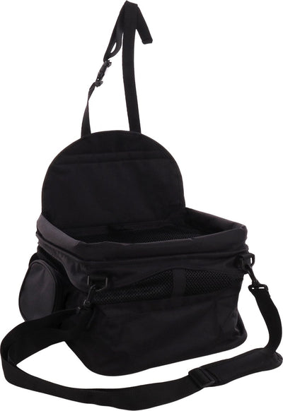 Silla de coche para perro Flamingo – Silla de coche andor negra – 36x36x26cm – Plegable con cinturón de seguridad con ventilación – Compacta y resistente