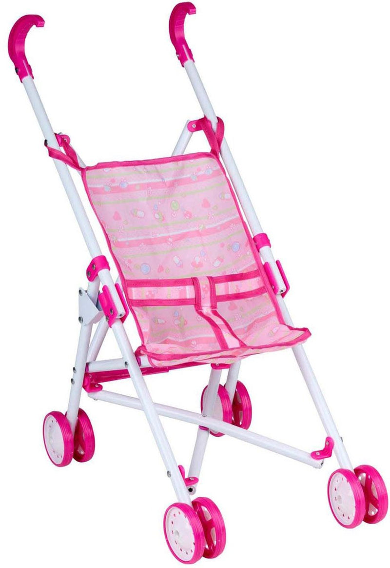 Eddy toys poppenbuggy wit en roze