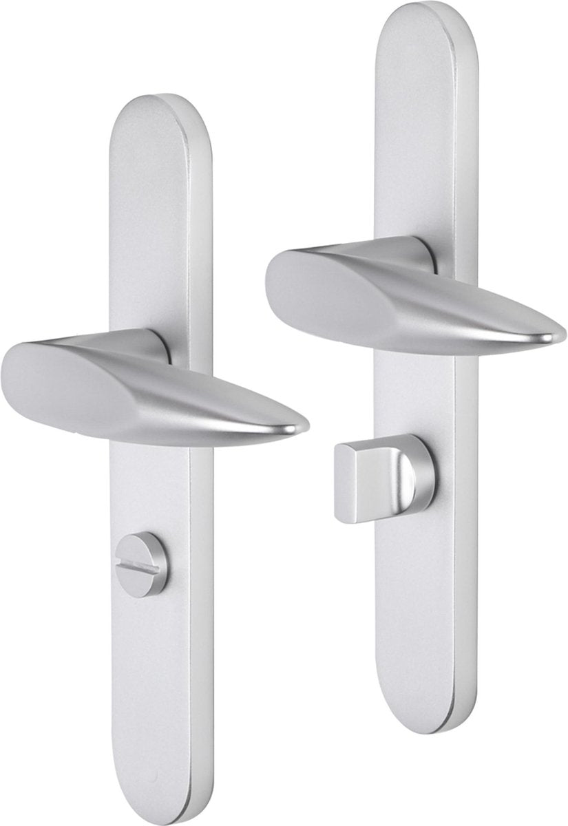 Maniglia per porta Impresso - sutton - per interni - scudo ovale con serratura per WC - alluminio - 2 pezzi