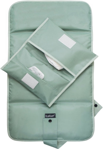Kipkep set per la cura dei pannolini per bambini - fasciatoio lavabile e custodia per pannolini - impermeabile - verde chiaro, verde - sostenibile