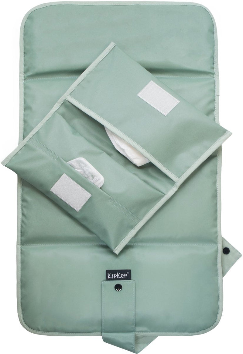 Kipkep set per la cura dei pannolini per bambini - fasciatoio lavabile e custodia per pannolini - impermeabile - verde chiaro, verde - sostenibile