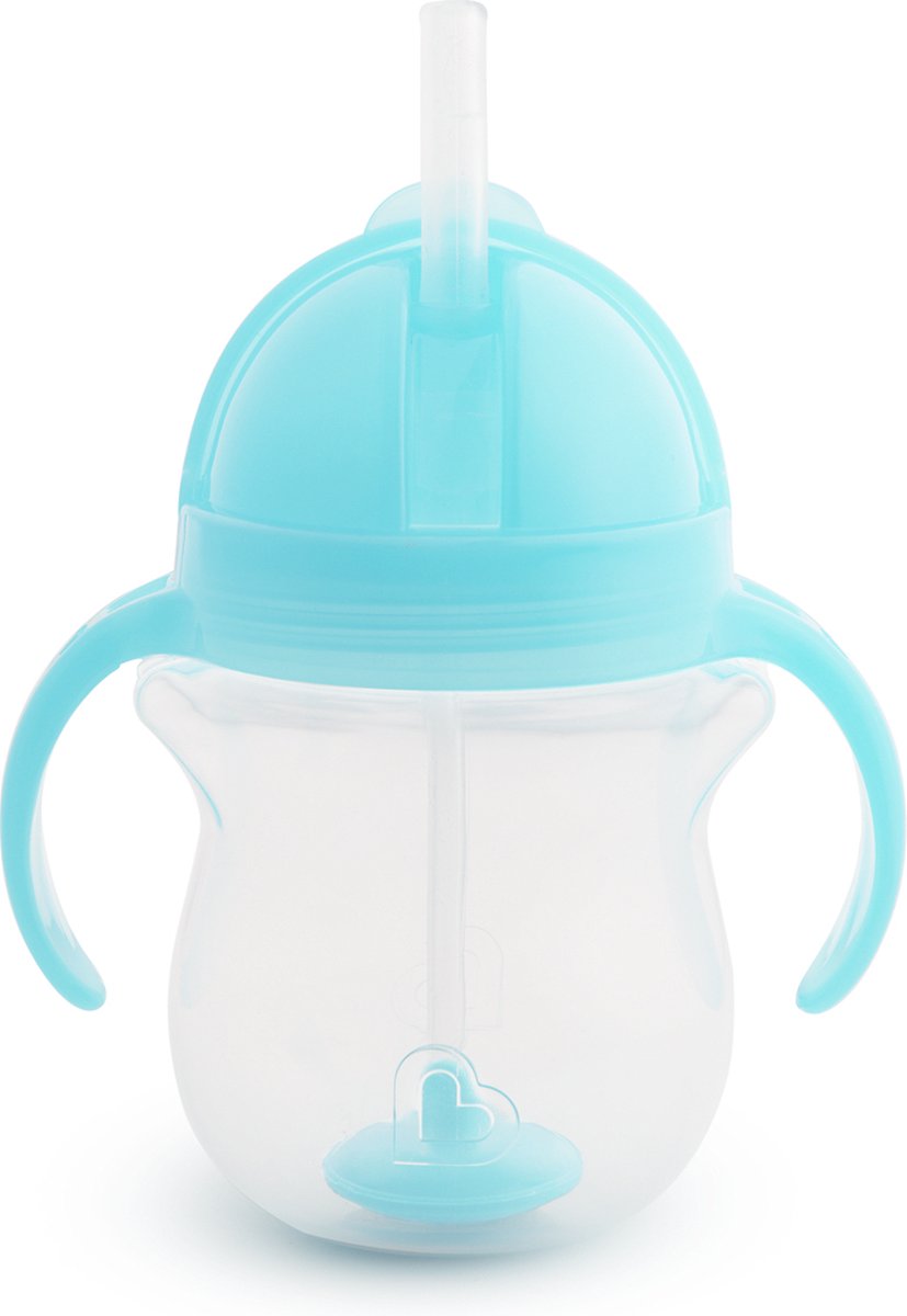 Bicchiere con cannuccia antigoccia Munchkin Tip Sip - bicchiere con cannuccia - lavabile in lavastoviglie - dai 6 mesi - 207 ml - blu - bicchiere con cannuccia