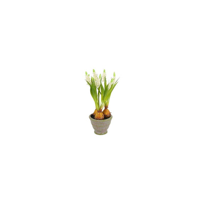 Countryfield flor artificial en maceta muscari blanco h28cm