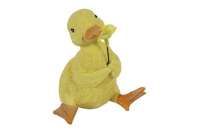 Anatra campestre con fiore 9x7x10cm