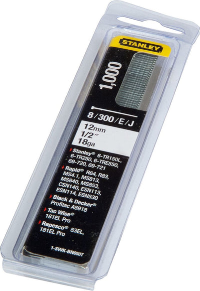 Clavos para herramientas manuales Stanley 12 mm tipo j - 1000 piezas - 1-swk-bn050t