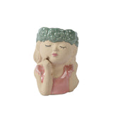 Decoris flower pot woman h10.6 green pink - afbeelding 1
