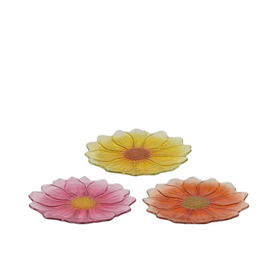 Decoris piatto colazione fiore in vetro ø23xh2,5cm