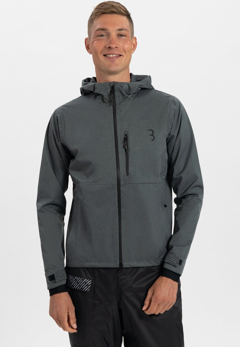 Bbb cycling rainshield explorer regenjas - dames en heren regenpak - waterafstotend - grijs - maat l - bbw-450