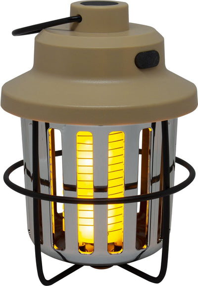 Eurotrail lámpara antimosquitos retro - lámpara recargable para insectos - lámpara de camping - beige - compacta y ligera - efecto de luz cálida y llameante