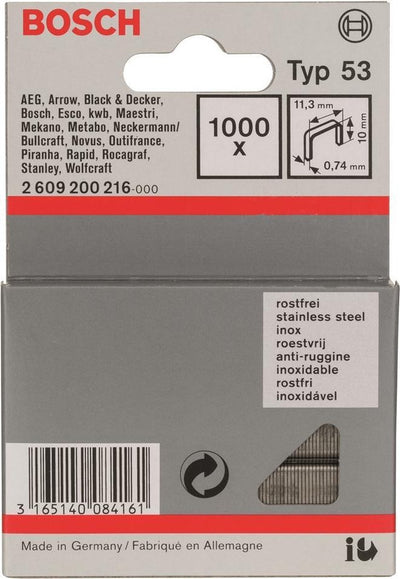 Accesorios Bosch sin rosca fina tipo 53 11,4 x 0,74 x 10 mm 1000 piezas - 2609200216