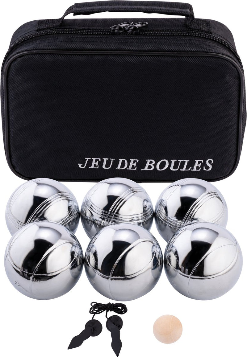 Engelhart metal jeu de boules - 6 palline in borsa con cerniera nera - pétanque - bocce - palline di metallo - adatto a qualsiasi campo da bocce - longfield