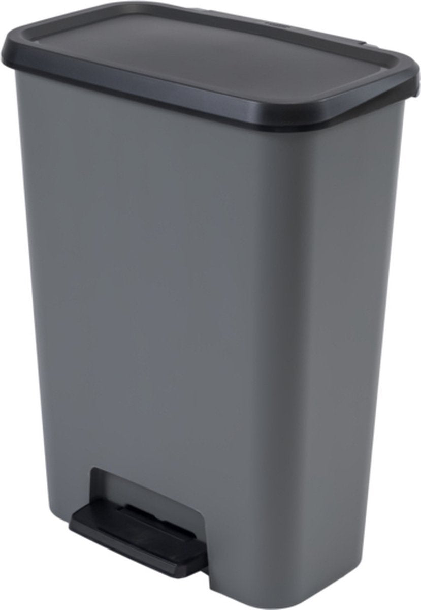 Curver compatta prullenbak - 50 liter - grijs zwart