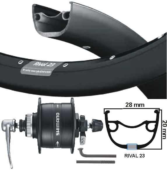 Ruota anteriore kgs da 28 pollici (622) Black Hub -Dydamo Centerlock Qr Black