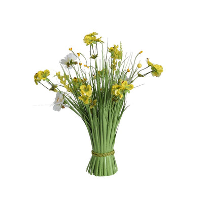 Bouquet di fiori artificiali Decoris h40cm giallo bianco