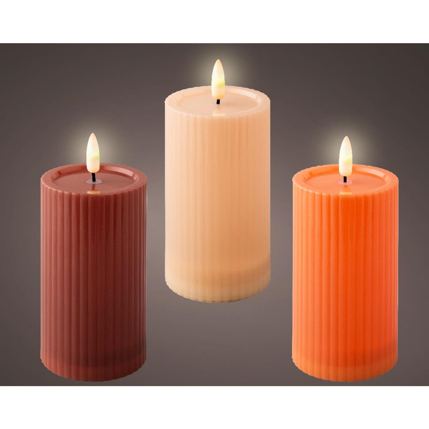 Candela solare Lumineo in plastica ø7,5x12,5cm