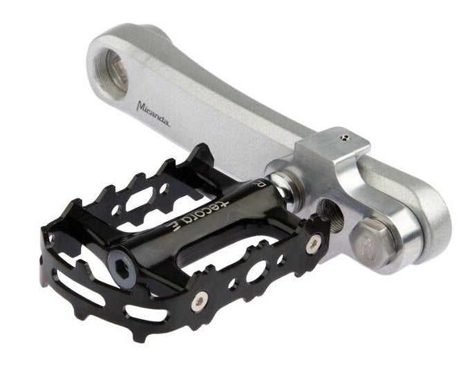 Turners de manivela Mirage con perno de acero inoxidable aluminio T6 de plata