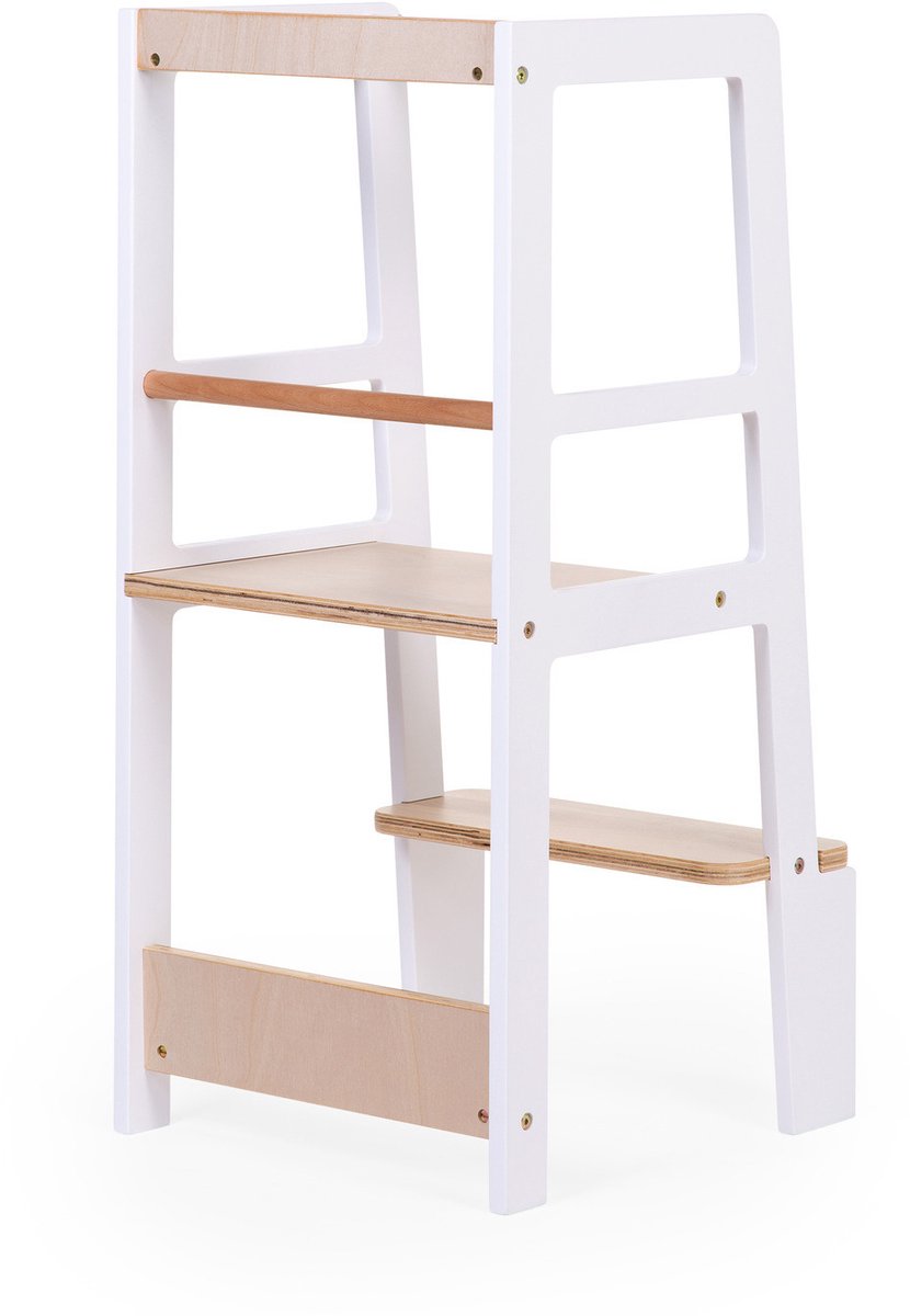 Childhome leertoren - wit naturel - tot 100kg - veilig stabiel - 44 x 42 x 90 cm