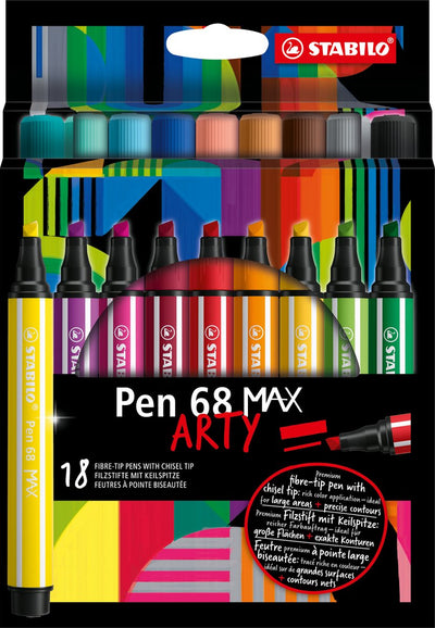 Penna Stabolo 68 MAX ARTY Felf -Tip Penna con Spessa picco di scalpello 18 colori