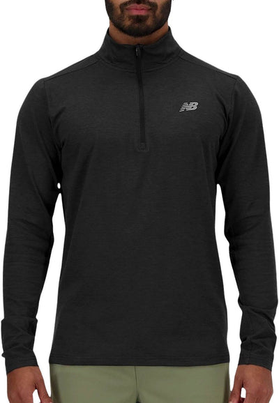 Maglione sportivo da uomo New Balance Space Dye con 1 4 zip - nero