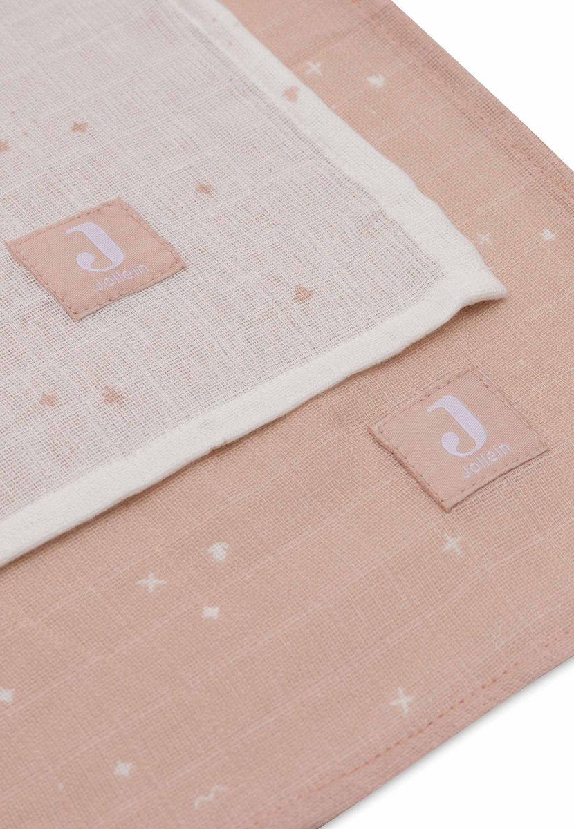 Jollein - paño hidrofílico grande 115x115cm - paño envolvente - algodón suave - 2 piezas - rosa salvaje centelleante