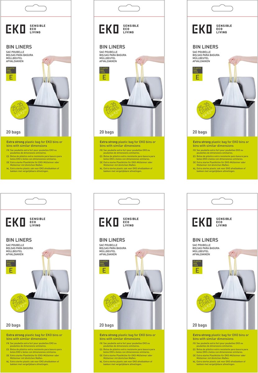 Eko - afvalzakken 3-6 ltr (a), (6x30 stuks) - - wit - afvalzak