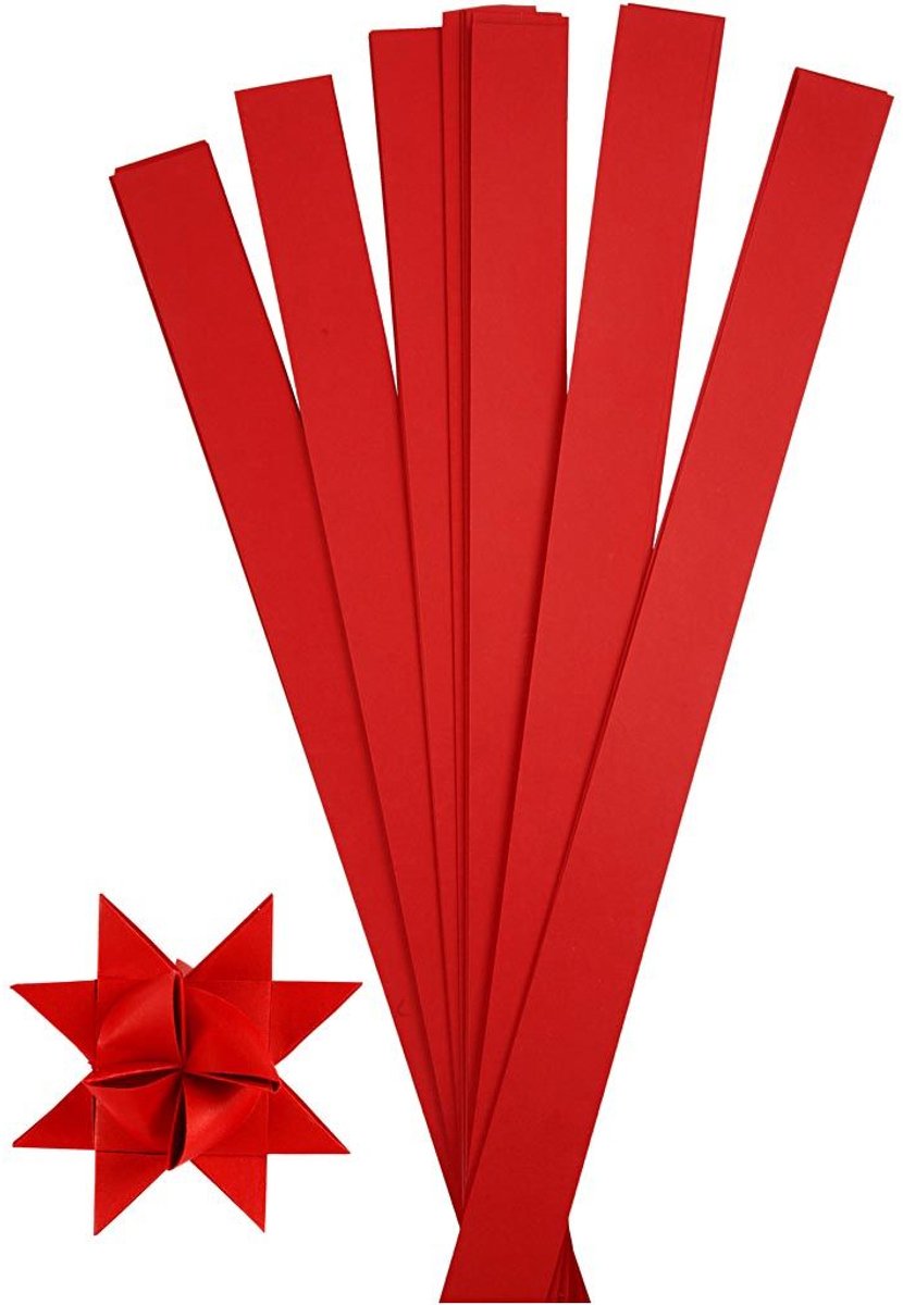 Creativ company tiras para trenzar, l: 73 cm, ancho: 25 mm, fondo 11,5 cm, rojo, 100 tiras 1 caja