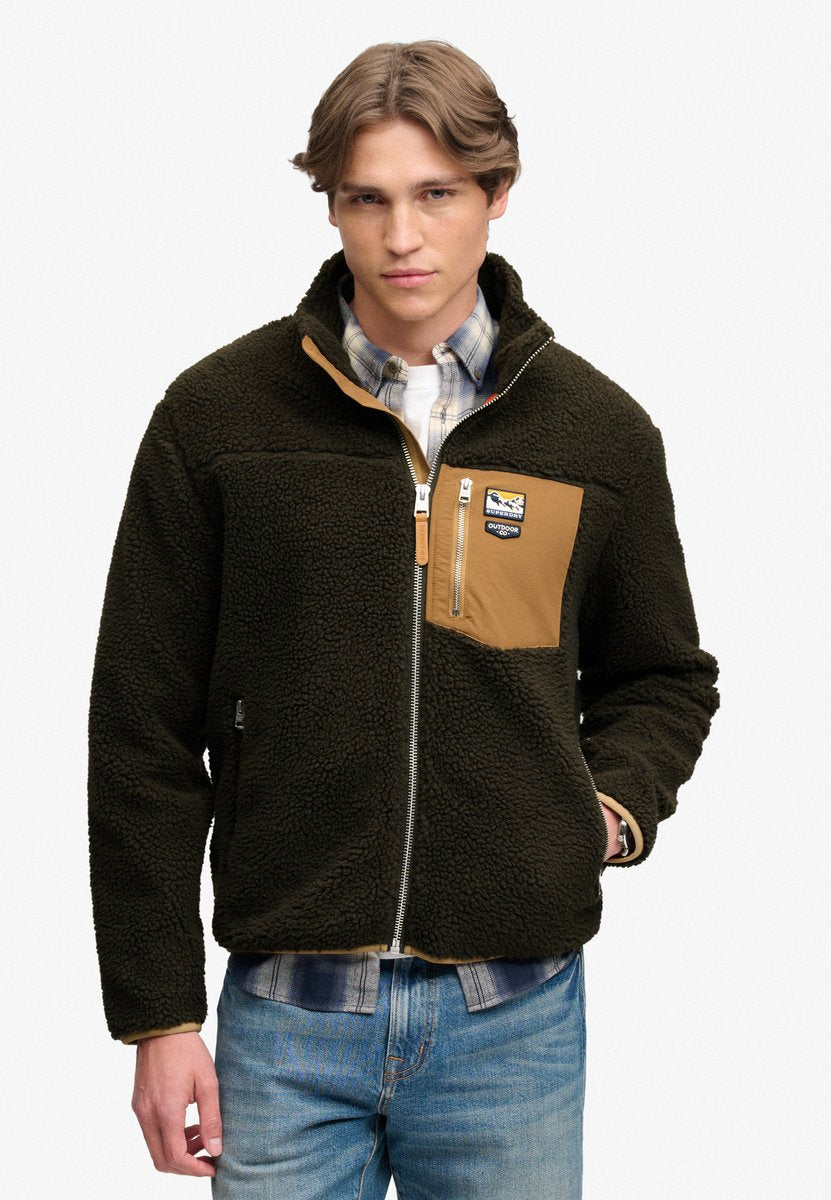 Superdry - pile da montagna con zip intera - uomo - felpe con cappuccio