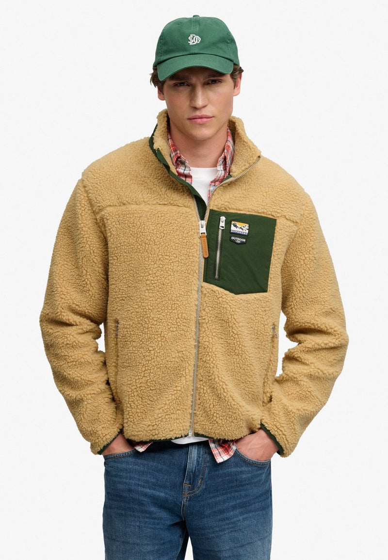 Superdry - pile da montagna con zip intera - uomo - felpe con cappuccio