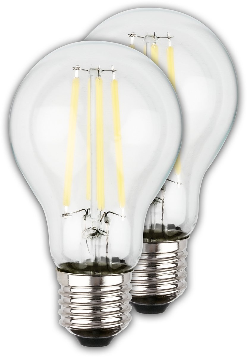 Briloner - ultra efficient led lamp - set van 2 lichtbronnen - e27 - filament verlichting - a60 - 4w - 840lm - 2.700 k warm wit licht - ø6cm