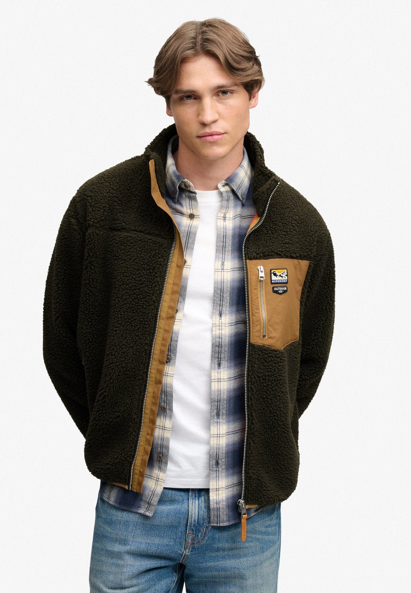 Superdry - pile da montagna con zip intera - uomo - felpe con cappuccio