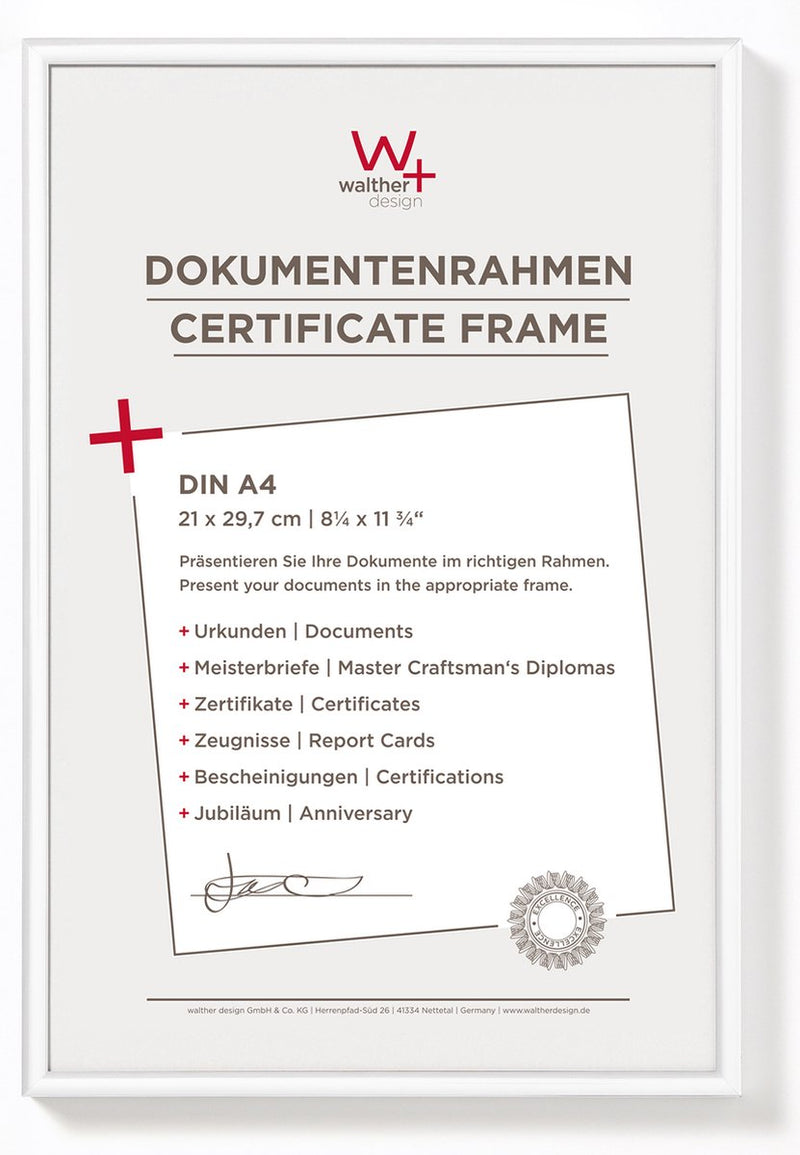 Walther nuovo stile di vita - cornice in plastica - formato foto 21x29,7 cm (DIN A4) - bianco