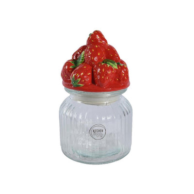 Decoris barattolo porta fragole h19 cm in vetro terracotta