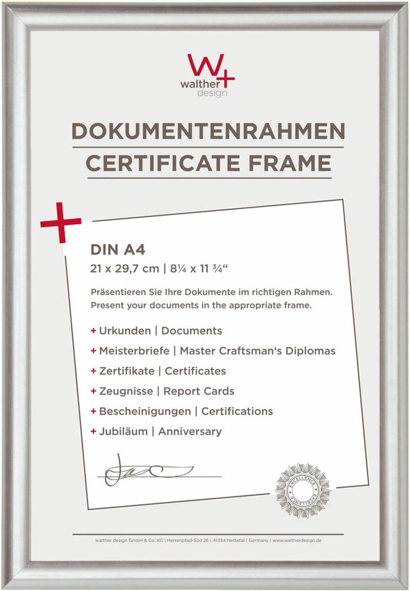 Walther trendstyle - cornice in plastica - formato foto 21x29,7 cm (din A4) - argento