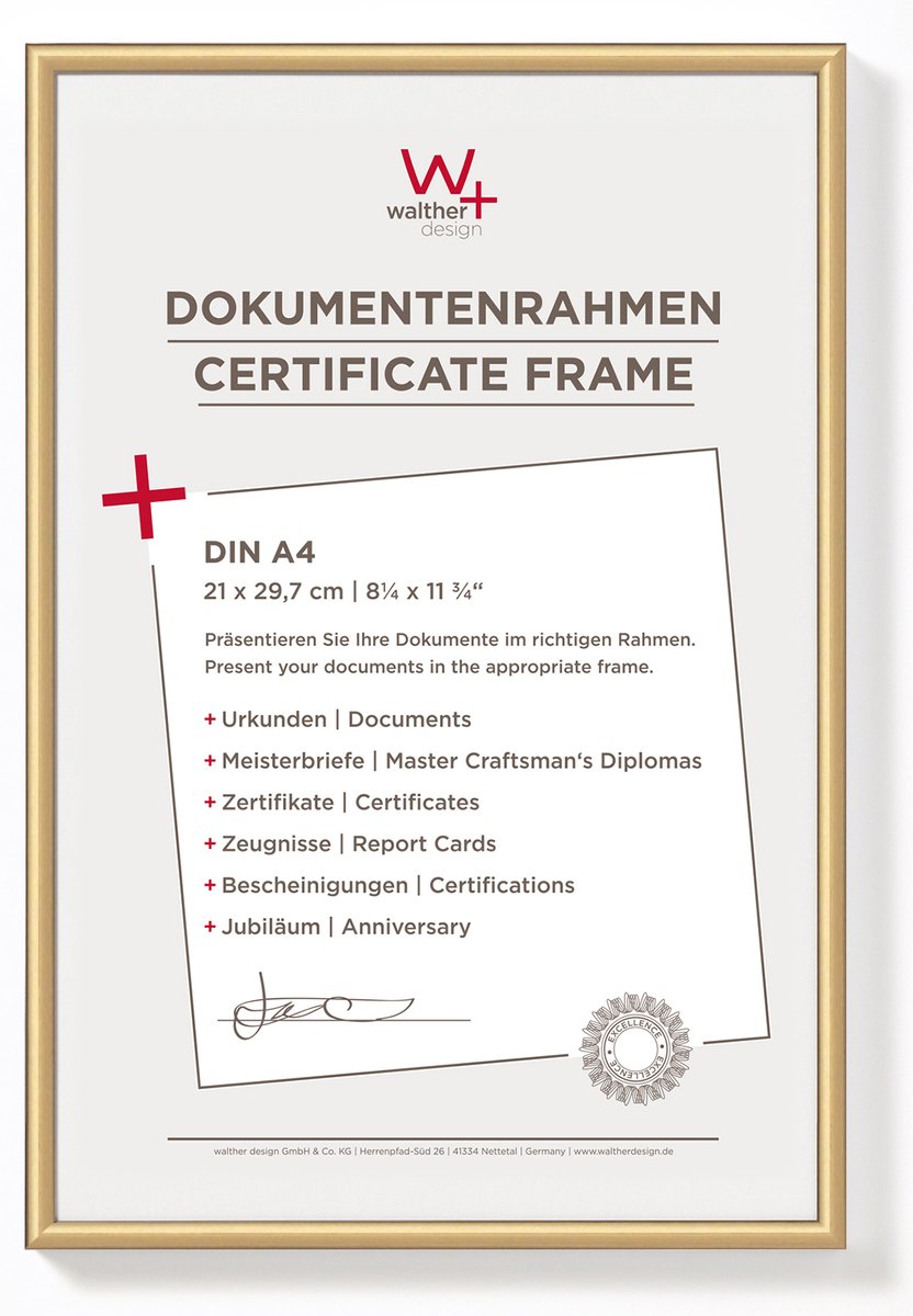 Walther nuovo stile di vita - cornice in plastica - formato foto 21x29,7 cm (DIN A4) - bronzo