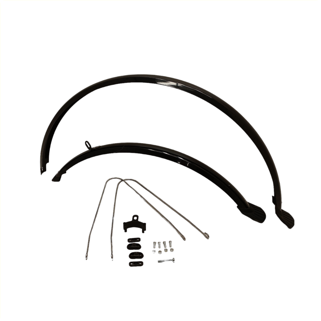 Falkx Falkx Mudguard Set 28, nero. Davanti e dietro. 49 mm di larghezza. Plastica