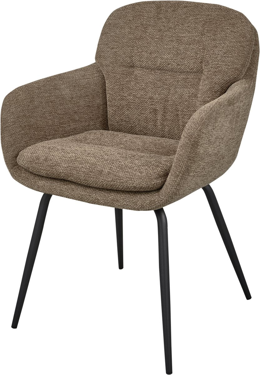 Woood runa eetkamerstoel - chenille stof - donker zand - 82x57x59 cm
