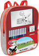 Zaino multiprint con francobolli e penne in feltro